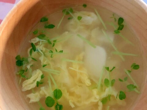 卵と豆苗と豆腐のスープ